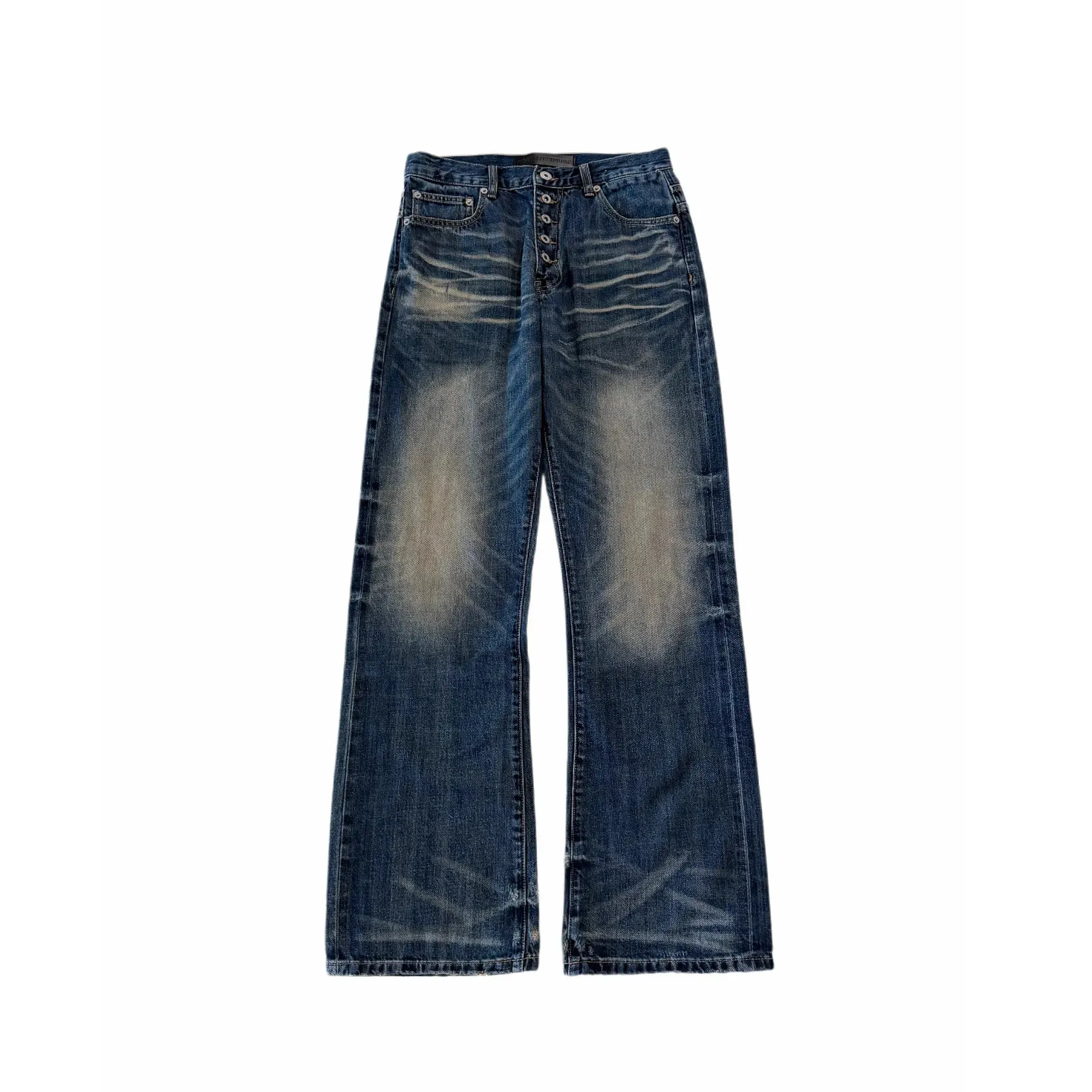 Jeans Button-Fly Cat-Whisker Plissado Indigo Selvedge Bootcut — image 7