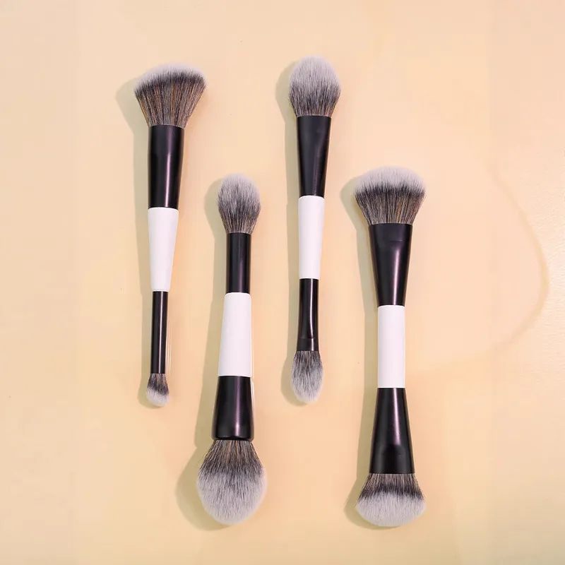 Conjunto de pincéis de maquiagem de cabeça dupla F1-F4 para base blush destacando ferramentas de beleza modelador facial pincéis cosméticos