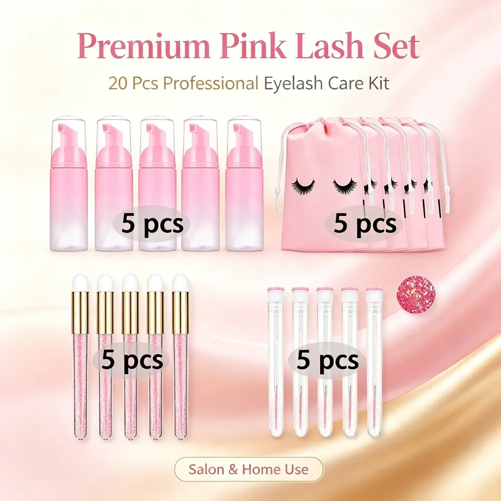 60ml recarregável vazio bomba de plástico garrafa lash extensão kit limpeza haste longa escova lash modelador poeira tubo eva saco armazenamento ferramentas