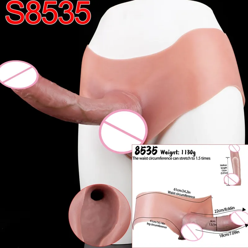 Masculino cinta-on longo oco vibrador ultra realista pênis estender manga calças насадка на член masculino galo capa brinquedos sexuais