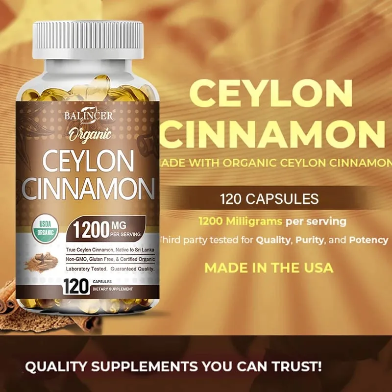 Organic Ceylon Cinnamon 1200mg Capsules Supports Healthy Blood Sugar Levels Digestion Antioxidant Ceylon Cinnamon Vegan