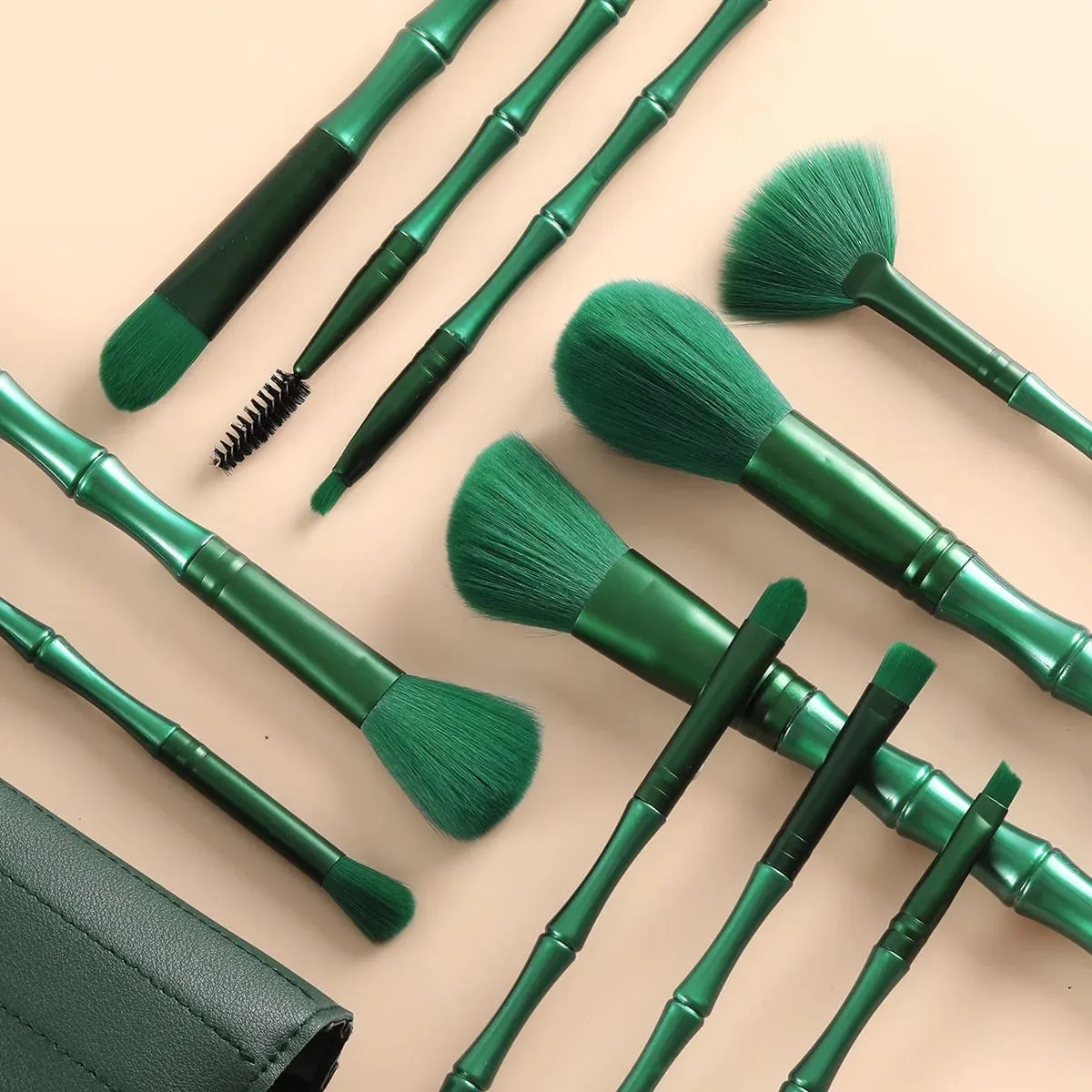 11 pçs kit de pincéis de maquiagem de bambu macio denso cabelo multifuncional conjunto de escova fundação rosto pó sombra blush