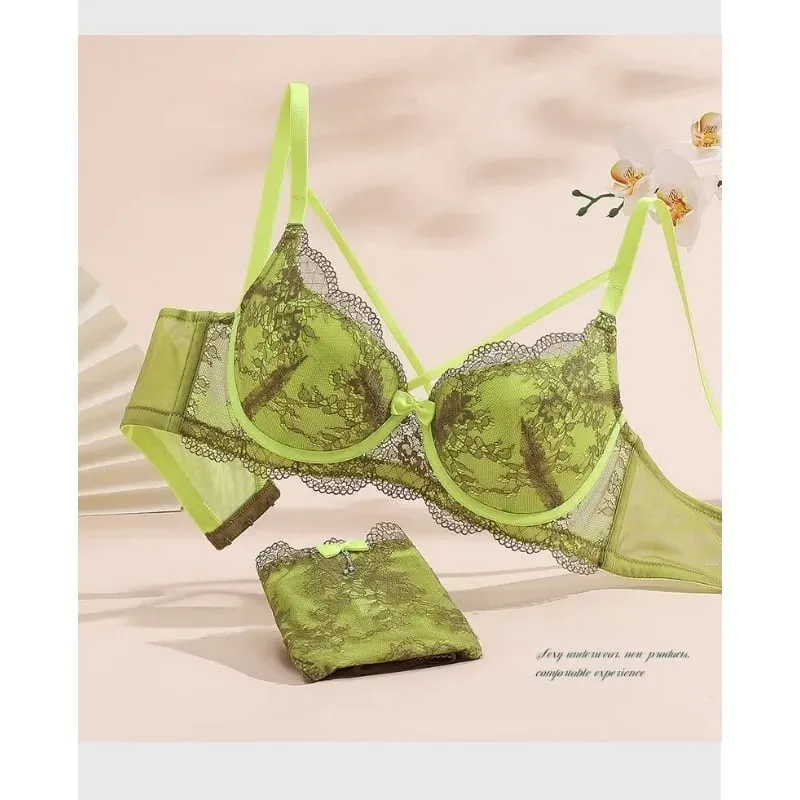 Sexy conjunto de sutiã minimizador copo completo renda ultra fina reunidos plus size 34-42 peito grande para pequeno suporte de peito lingerie conforto