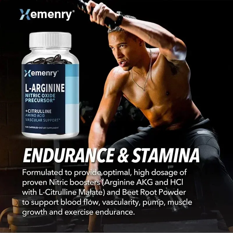 L-Arginine - Nitric Oxide Supplements - Boost Endurance & Strength Promote Muscle Growth Improve Performance