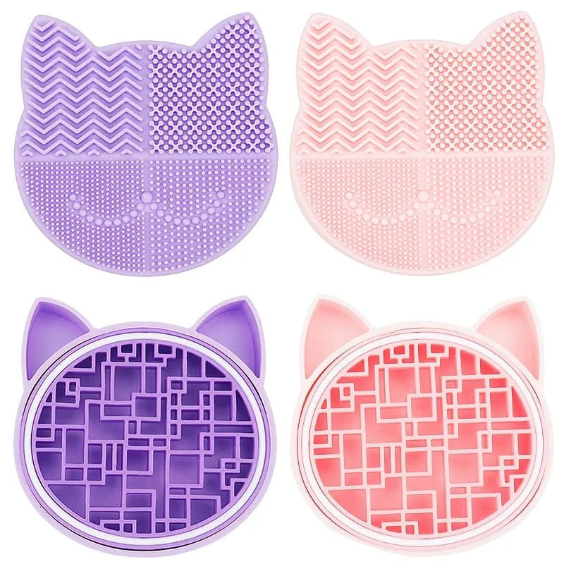 Escova de maquiagem de silicone, caixa de armazenamento de limpeza, placa de lavagem, limpador de tapete, ferramentas de pincéis cosméticos