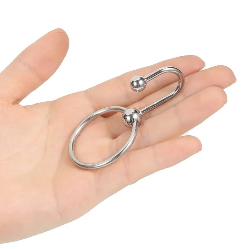 Sm dilatador uretral anel peniano, anel peniano retardador de ejaculação em aço inoxidável, bloqueio de atraso de contas de metal, plug fino de pênis, brinquedo sexual para homens
