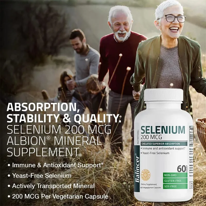 Cápsulas de Selênio 200MCG - Suporte Antioxidante Aumenta o Sistema Imunológico Aumenta os Níveis de Energia Suporte à Tireóide NÃO OGM