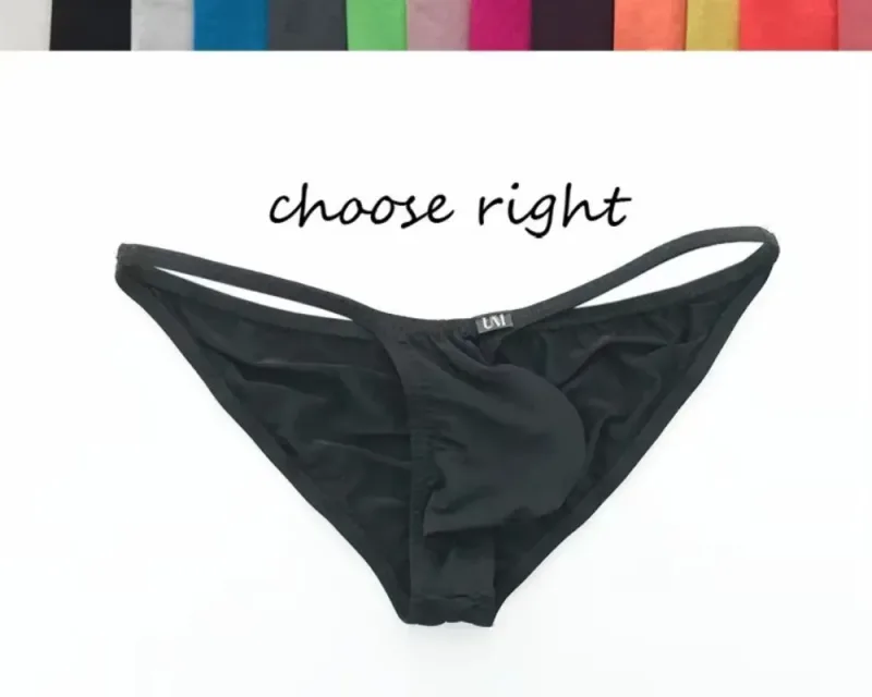 Cuecas masculinas de cintura ultra baixa g-string nádegas finas de seda gelo translúcida roupa interior sexy respirável leve baixo crescimento