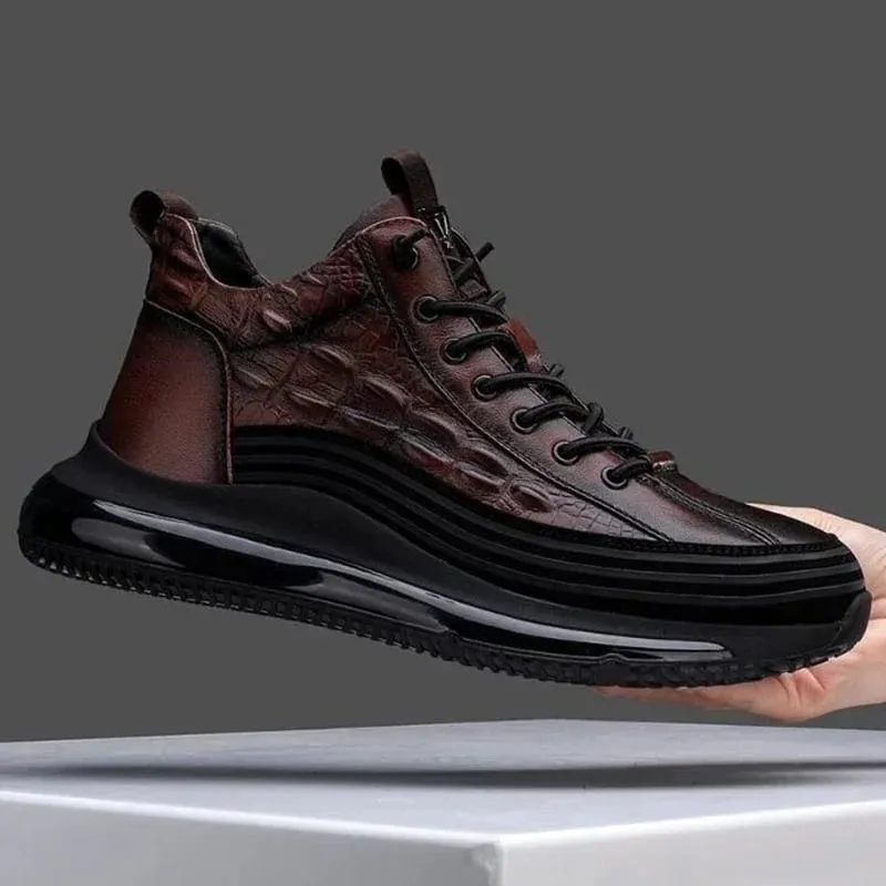 2026 Autumn Alligator pattern Men Sneakers Lace Up Casual Platform Vulcanized Shoes Male Anti-slip Running Zapatillas Hombre