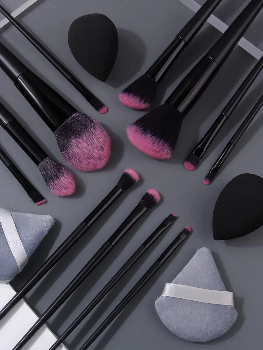 Conjunto de pincéis de maquiagem profissional, 16 peças, pincéis cosméticos macios e fofos para base, pó, sombra e ferramentas de beleza de mistura