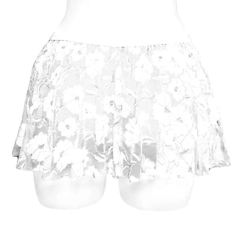 Saia de renda sólida masculina malha transparente para lingerie baixa para ascensão saias plissadas ver através bodycon inferior para festa à noite