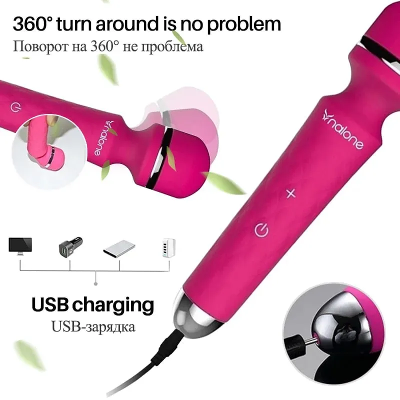 Nalone poderoso clitóris vibrador usb recarga varinha mágica av vibrador massageador produto sexual brinquedos sexuais eróticos para mulheres adulto 18