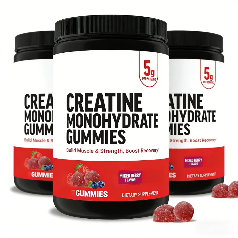 Gomas de monohidrato de creatina, frutas mistas, mastigáveis, suporte diário de fitness para homens e mulheres, sem gelatina, 60 gomas