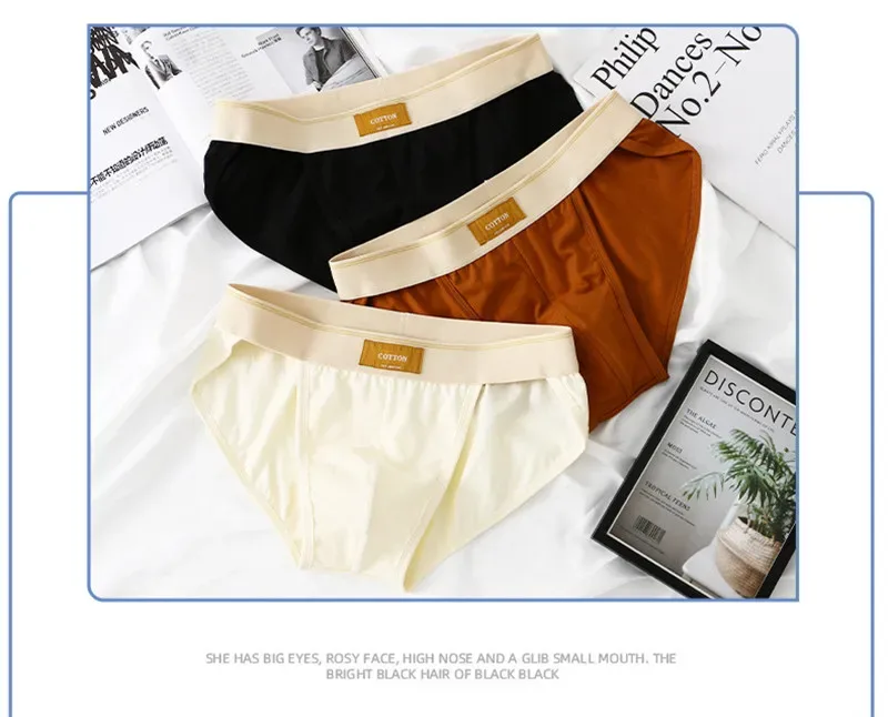 Men underwear cotton loose ropa interior hombre simple lingerie solid color calcinha Plus size sexy panties new boxers & briefs