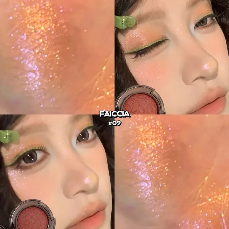 Chameleon Smoky Green Eyeshadow Palette High Gloss Easy-To-Apply Sparkling Purple Pearlescent Eye Shadow Brightening Makeup
