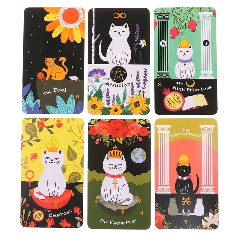 Blooming Cat Tarot Card Misterioso Adivinhação Oracle Card Board Game Inglês Jogando Cartas