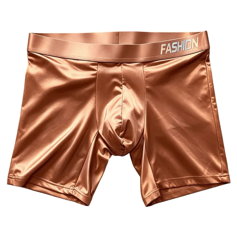 Mens Underwear Boxers Man Solid Slim Ice Silk Extended Leg Boxer Shorts Ropa Middle Waist Sports Panties Male Underpants — image 3
