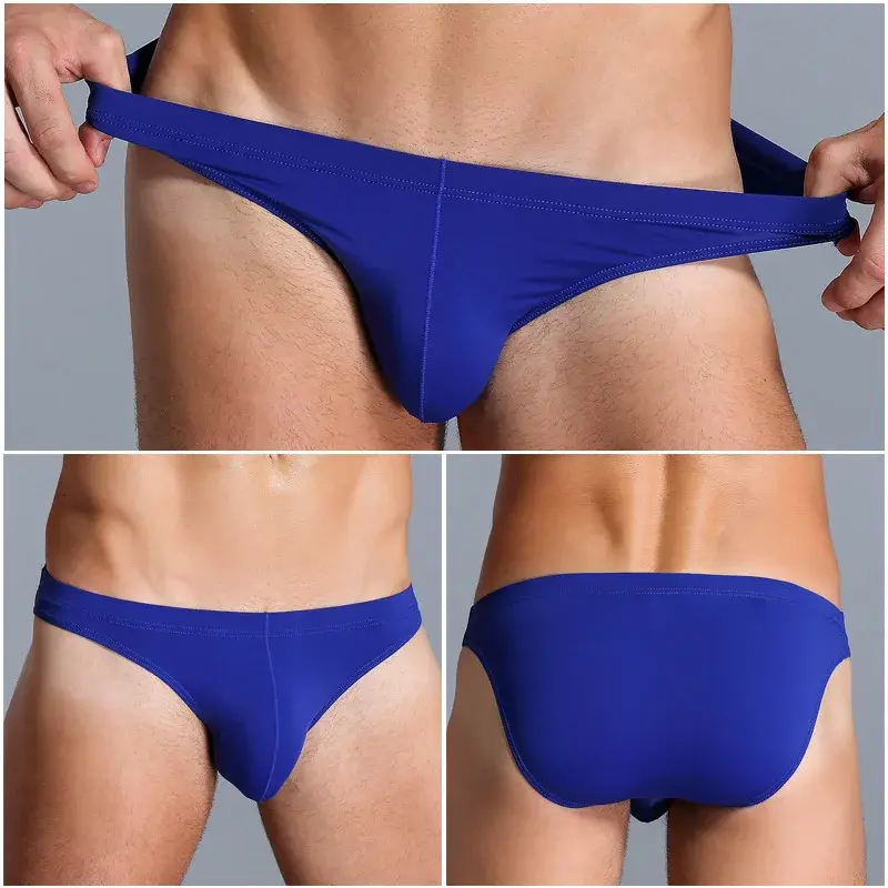 Men's Ice Silk Underwear Briefs Breathable Low-Waist U-Convex Undershorts Shorts Solid Color Briefs Men Underpants