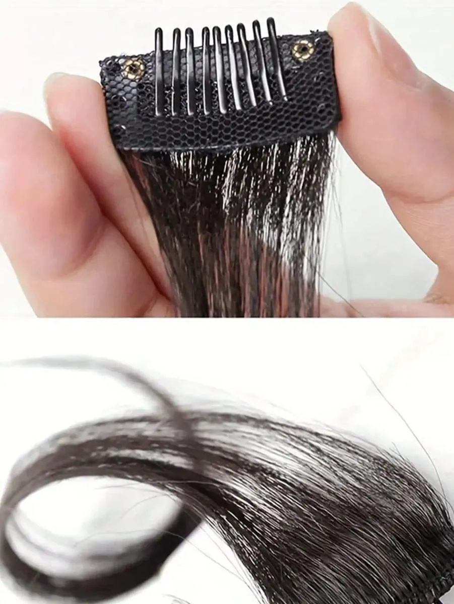 Franja de ar lateral longa, 2 peças, conjunto sintético, ondulado, encaracolado, clipe em cortina, franja frontal, destaques de moldura de rosto para mulheres — image 4