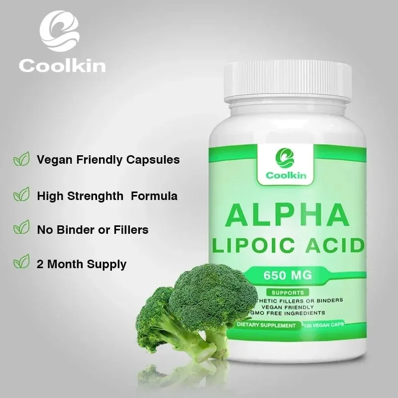 Ácido alfa lipóico - para a saúde dos nervos, circulação, função cerebral, cognição, suporte, suplemento nutricional antioxidante