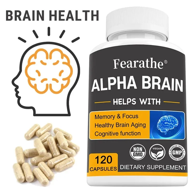 Alpha Brain Nootropics Brain Supplement for Men and Women - Memory Mental Clarity & Cognition with Vitamin B6 Focus Capsules