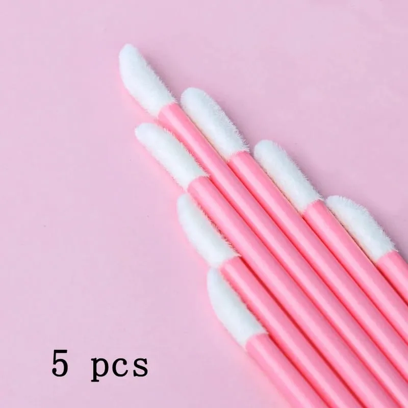 化妝刷 5/50/100 支黑色唇刷塗抹器睫毛刷光澤唇膏棒化妝品專業化妝工具