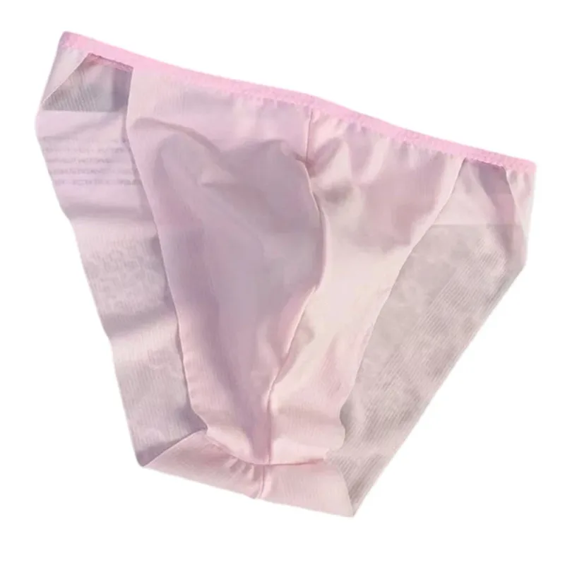 Confortável protuberância bolsa masculina alta corte transparente calcinha de malha cuecas moda sem costura lingerie homem