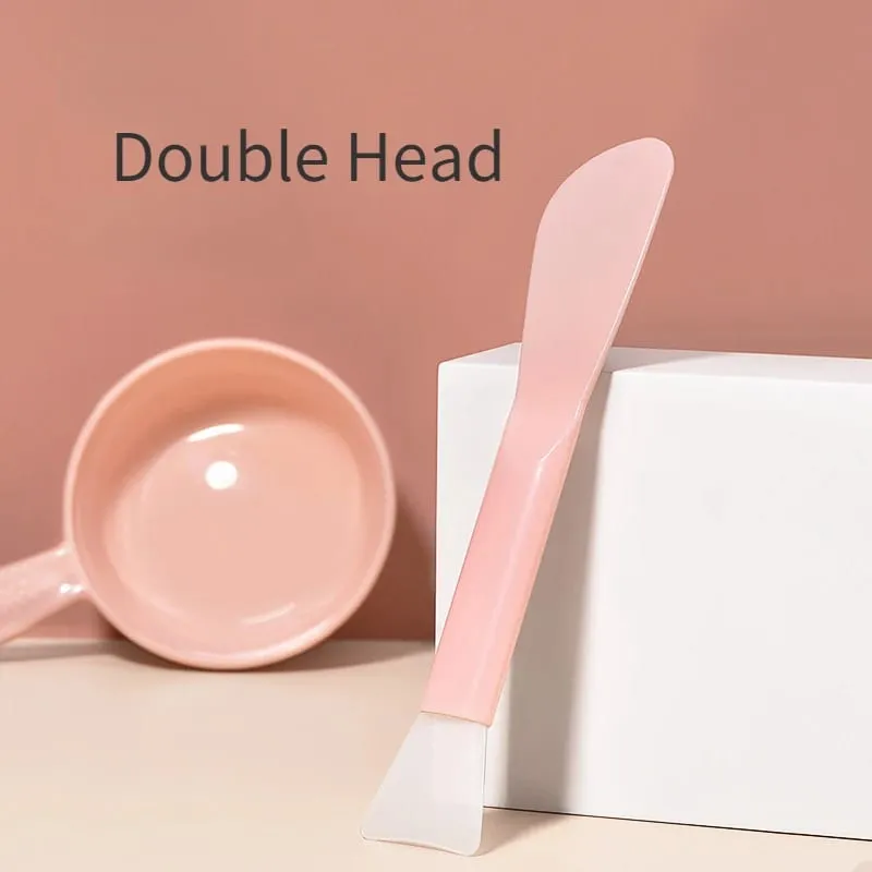 Dual-use DIY Mud Film Brushes Knife Type Flat Head Silicone Plastic Facial Mask Brushes Silicone Film Adjusting Rod Beauty Tools