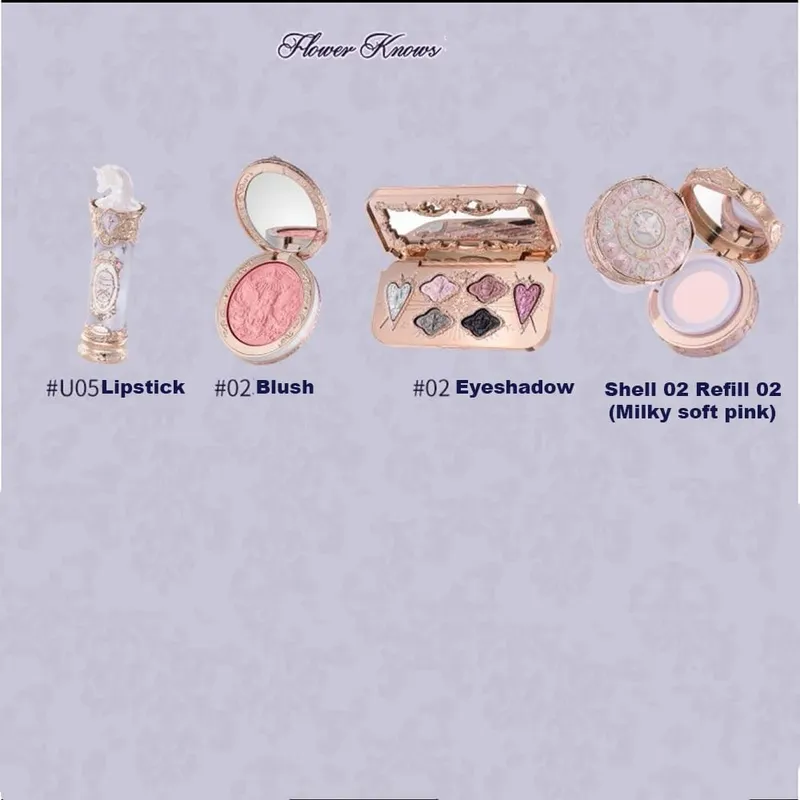 Flor sabe morango rococó série conjunto de maquiagem glitter fosco sombra paleta blush power veludo batom kit perfume conjunto