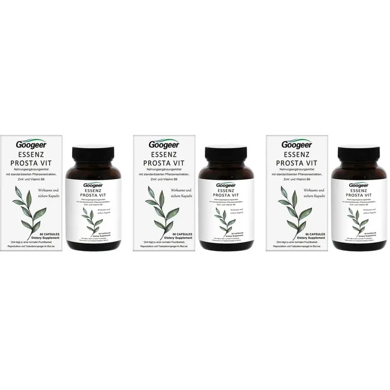 Googeer Prosta Vit Essenz Cápsulas para Homens Suporte à Saúde da Bexiga e do Trato Urinário com Zinco Vitamina B6 Saw Palmetto 60 Contagem