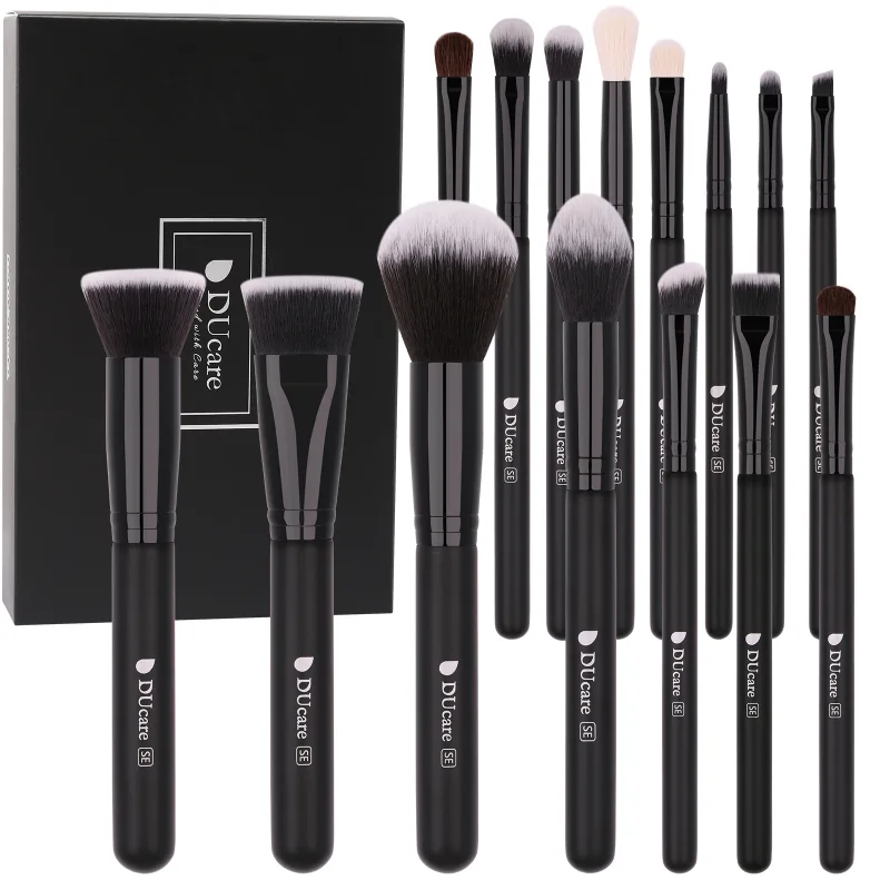 Ducare preto pincel de maquiagem profissional sombra fundação pó macio cabelo sintético pincéis de maquiagem brochas maquillaje