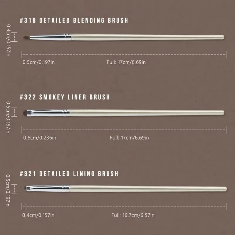 3pcs Small Eyeshadow Brushes with Silver Handle for Detailed Blending Smokey Eyeliner Makeup Professional Cosmetic Brush Set