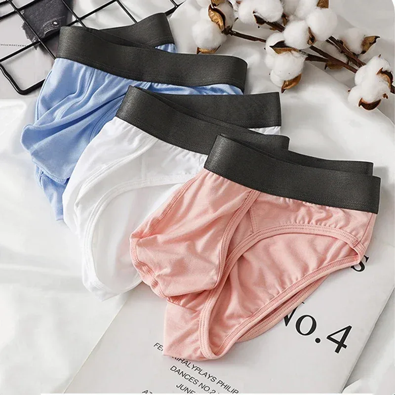 Cuecas modais masculinas, design de bolsa dupla separada, roupa íntima ultrafina e respirável de alta elasticidade, uso diário confortável