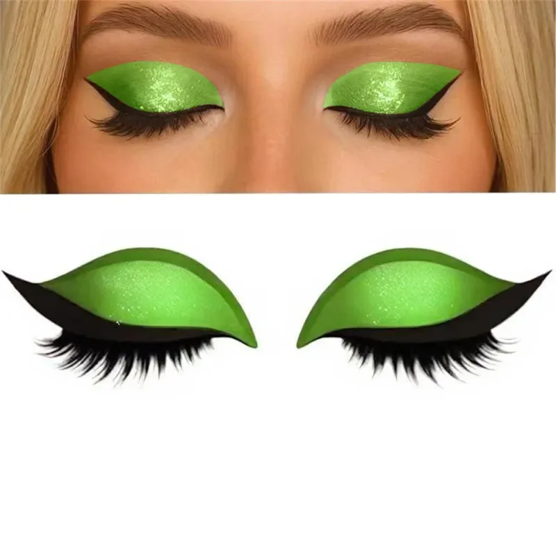 Reutilizável 1 par preguiçoso sombra de olho cílios remendo 2-em-1 adesivo de maquiagem dos olhos com cílios postiços & sombra à prova dwaterproof água ferramentas cosméticas