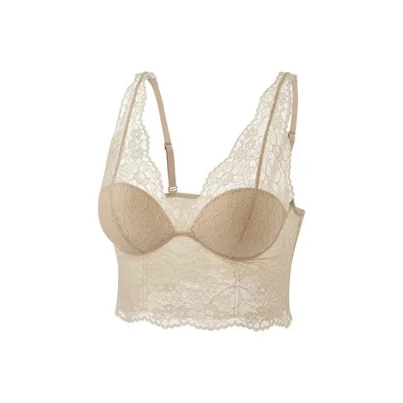 Birdtree forro de seda feminino elegante conjunto breve sutiã macio sem fio renda respirável bralette 2026 verão nova roupa interior a65325jf