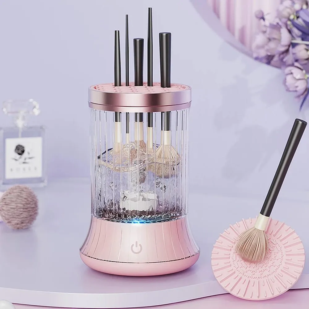 Limpador de pincéis de maquiagem elétrico portátil com plugue USB Ferramenta de limpeza de pincéis de maquiagem recarregável Limpeza automática de pincéis de maquiagem