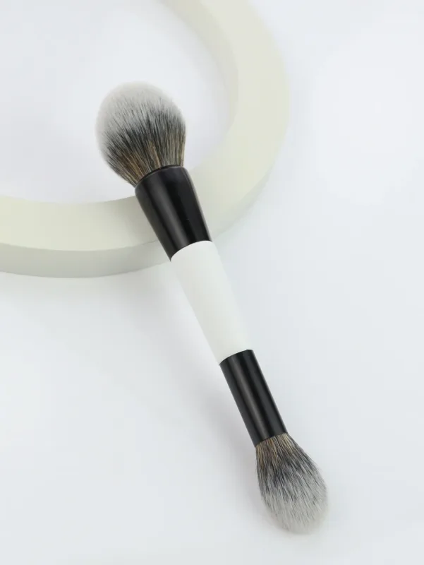 Pincéis de maquiagem de cabeça dupla 2 em 1, base angular plana, contorno corretivo para misturar pó solto, creme líquido, ferramentas cosméticas