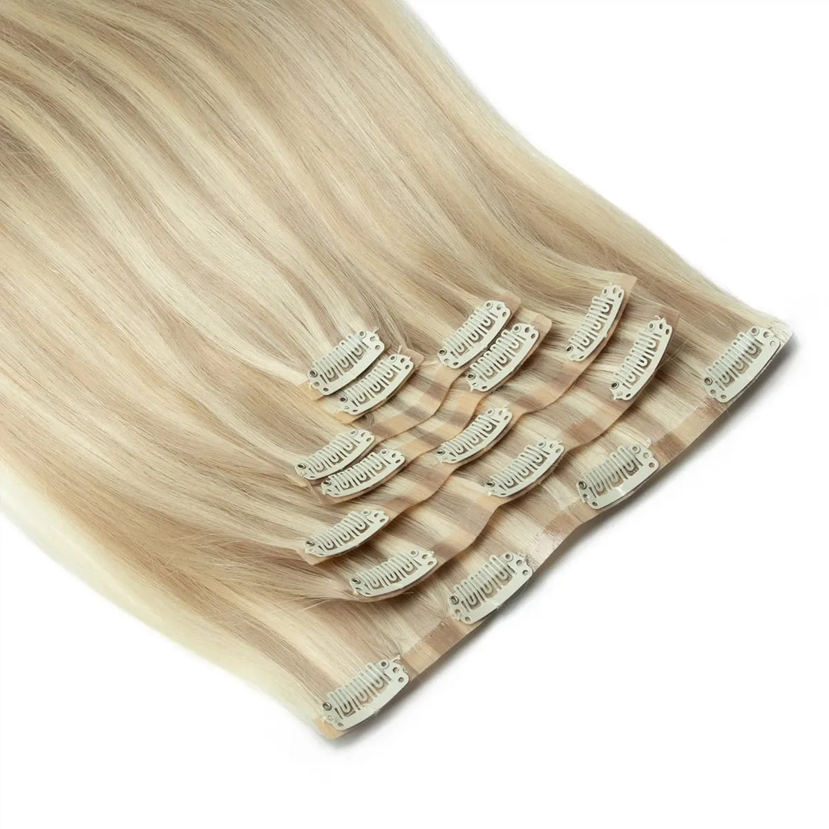 PU Seamless Clip In Hair Extensions Real Natural Invisible PU Tape Weft Clip Ins Machine Remy 12-24inch Invisible Clip Ins 7PCS