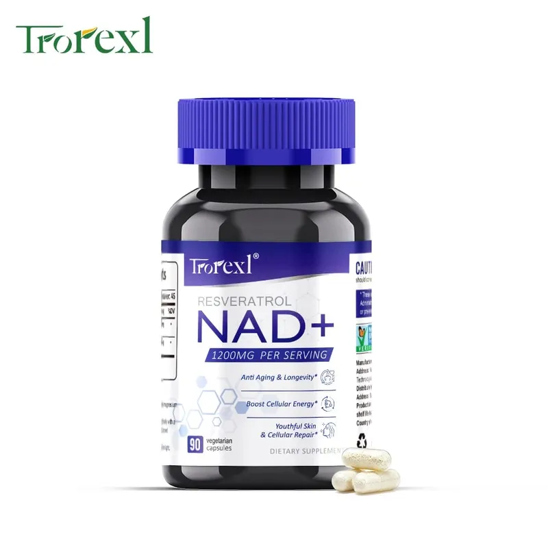 Suplemento NAD + Resveratrol NAD Plus Boosting - Apoia a Energia Celular Antienvelhecimento Metabolismo Saúde da Pele