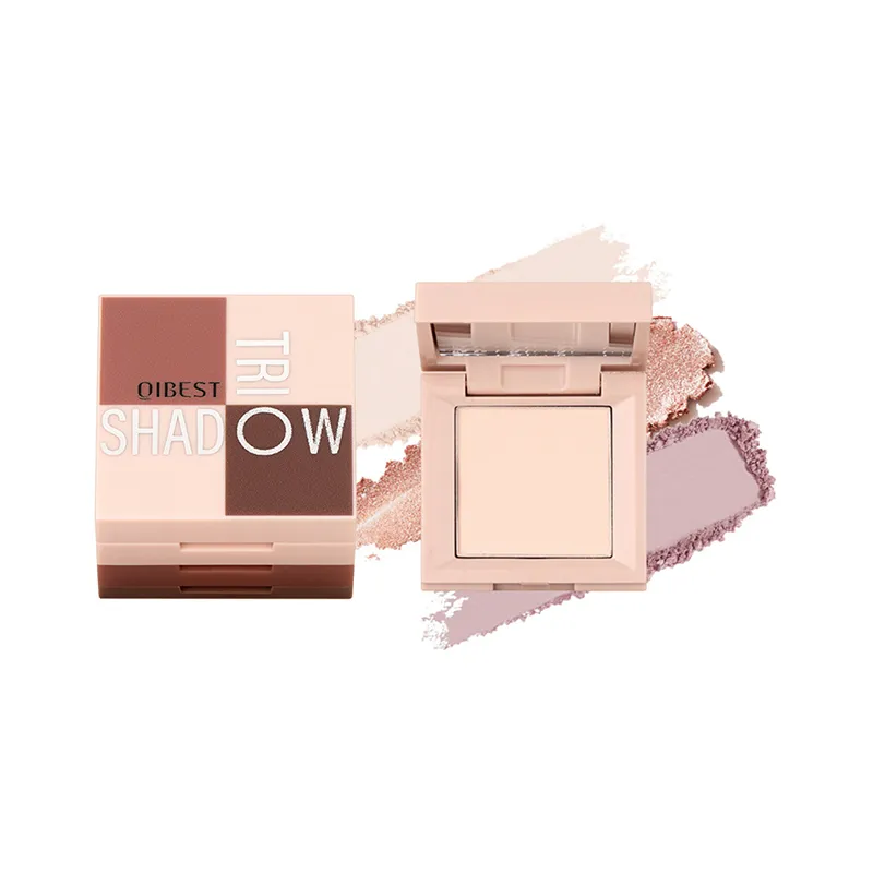 Paleta de sombras três em um, maquiagem portátil, acabamento fosco e brilhante, tom neutro multifuncional, fácil de misturar, 1 peça