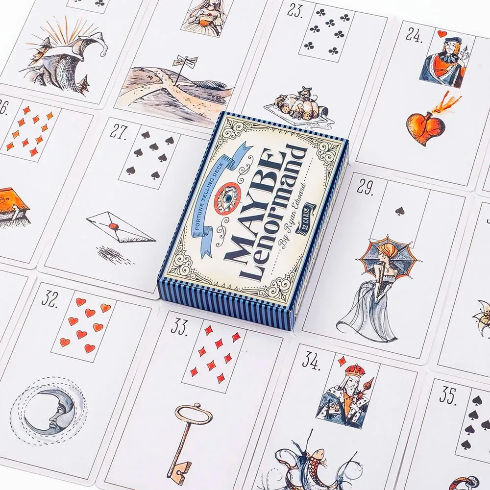 Talvez Lenormand 52 cartas baralho - tarô de adivinhação do destino para iniciantes para jogo de tabuleiro de festa de adivinhação 9,7x6,3cm