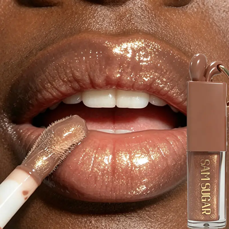 1pc espelho ouro brilhante marrom coelho brilho labial hidratante plumping gloss líquido batom fosco chocolate marrom tom de tonalidade labial