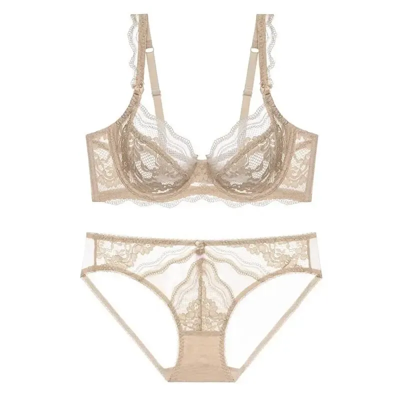 Nouvel Ensemble Plus Size Roupa Interior Dentelle Modo Ultra Fino Estilo Français Uni Doux Armature Push Up Soutien Gorge Multi Taille