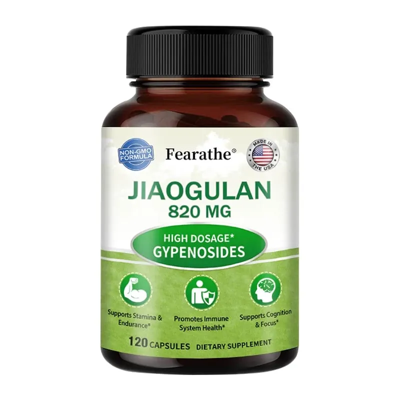 Suplemento de extrato de Jiaogulan de alta concentração, alivia o estresse, regula o metabolismo, não OGM, sem glúten, 120 cápsulas