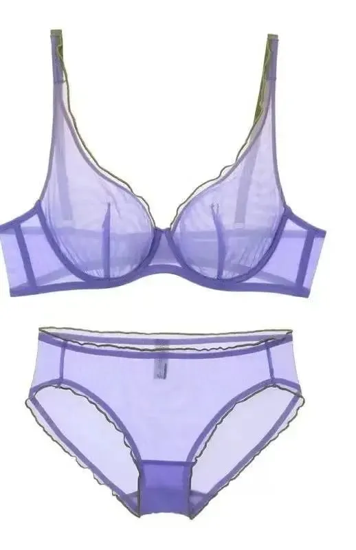 New Arrival Ladies Full Cup Bra Set Ultra Thin Minimizer Sexy Support Anti-Sagging Side Slim ABCD Everyday Comfort Lingerie Set