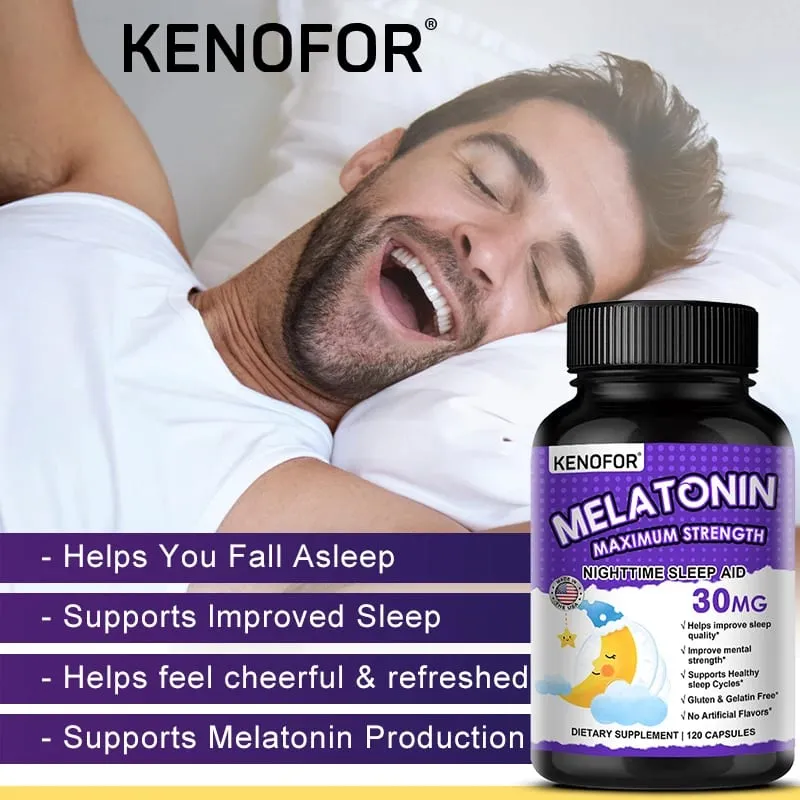 Cápsulas de melatonina 30 mg - promovem o adormecimento rápido, acalmam a mente, suplemento natural para dormir