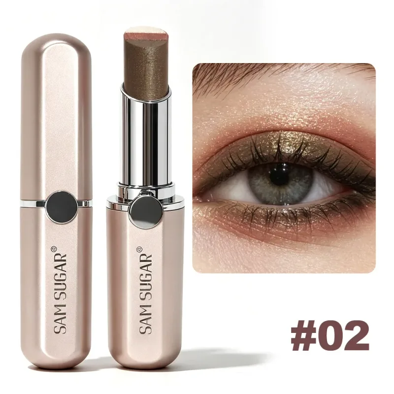 Bastão de sombra gradiente em 3 cores, creme de contorno brilhante, sombra à prova d'água, resistente a manchas, maquiagem rápida para os olhos