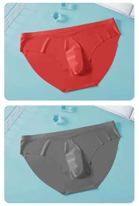 3PCS/lot Men's Ice Silk Briefs Ultra-thin Transparent Seamless Underpants 3D Pouch Sexy Quick Dry Breathable Underwear Panties