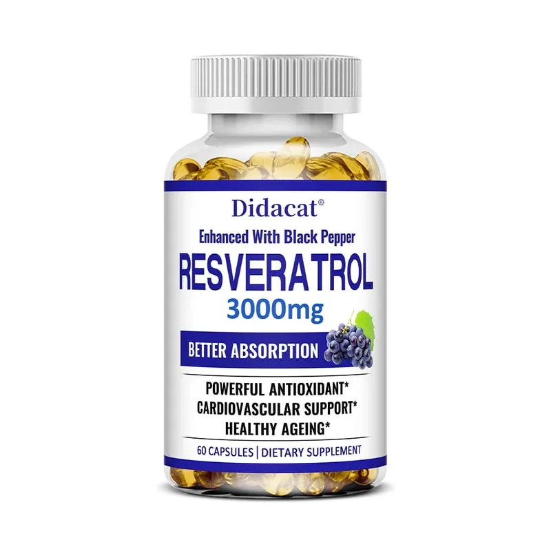 Resveratrol 3000 Mg Antioxidant Supports Brain Immune Joint and Cardiovascular Health Improves Skin Gluten Free Non-GMO