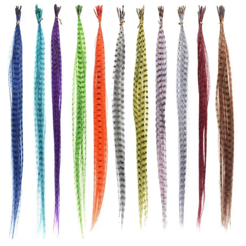 50 fios/pacote sintético colorido i-tip vara extensões de cabelo de pena cabelo reto 16 Polegada para mulher fibra de alta temperatura